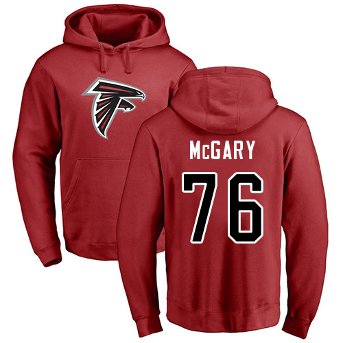 Atlanta Falcons Men Red Kaleb McGary Name And Number Logo NFL Football #76 Pullover Hoodie Sweatshirts->atlanta falcons->NFL Jersey
